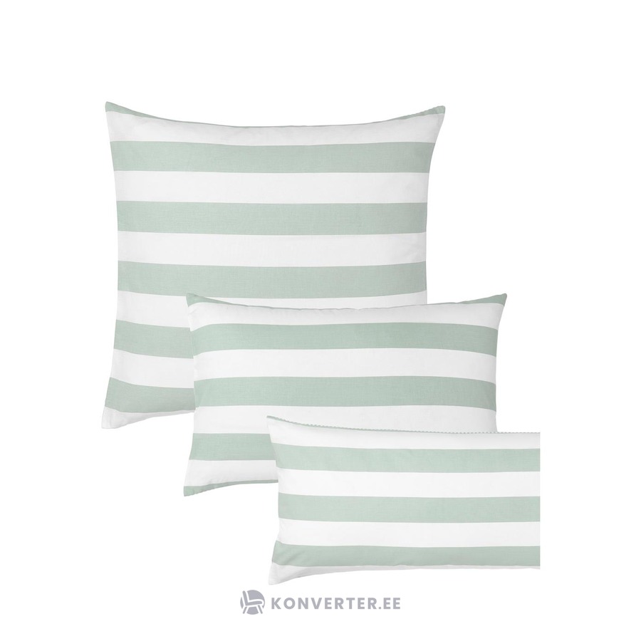 White-light gray striped cotton pillowcase (lorena) 40x80 - Konverter  Sisustuskeskus