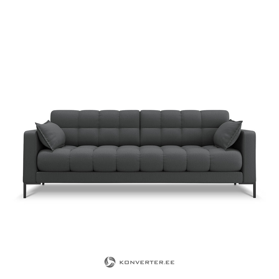 Dark gray sofa mamaia, 3-seater (micadoni home) (copy) structured fabric,  black metal, dark gray - Konverter Sisustuskeskus